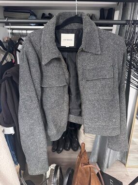 Lucky Brand Herringbone Cropped Jacket - grey, women’s medium